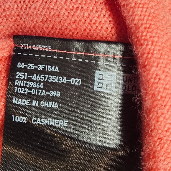 Super Soft, Comfy Uniqlo Womens XS 100% Cashmere Coral Rose Turtleneck Sweater L - Picture 5 of 10
